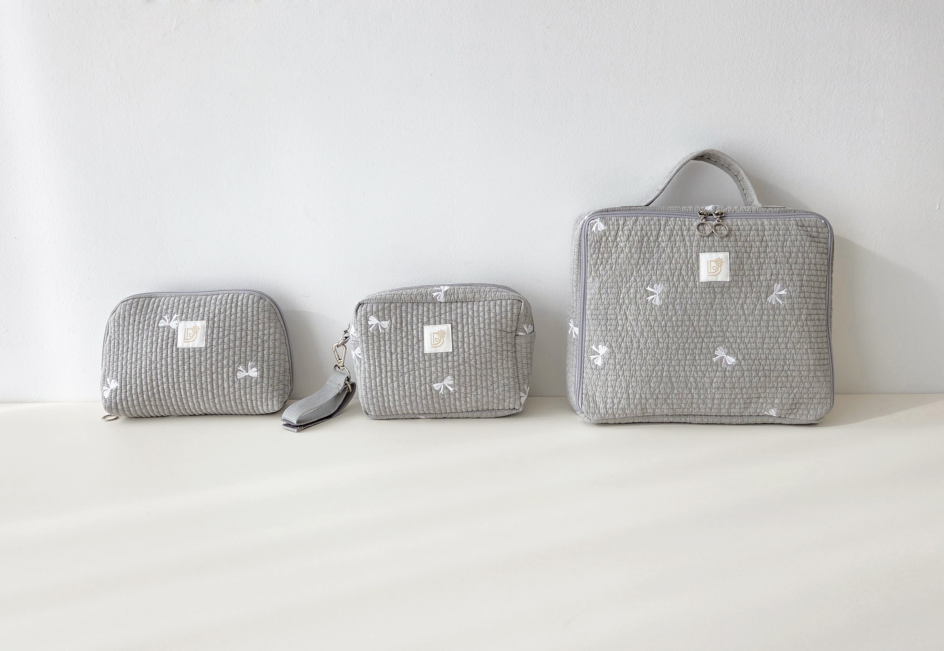 Quilted Embroidered Mom's Essential Pouch  | Multiple Sizes