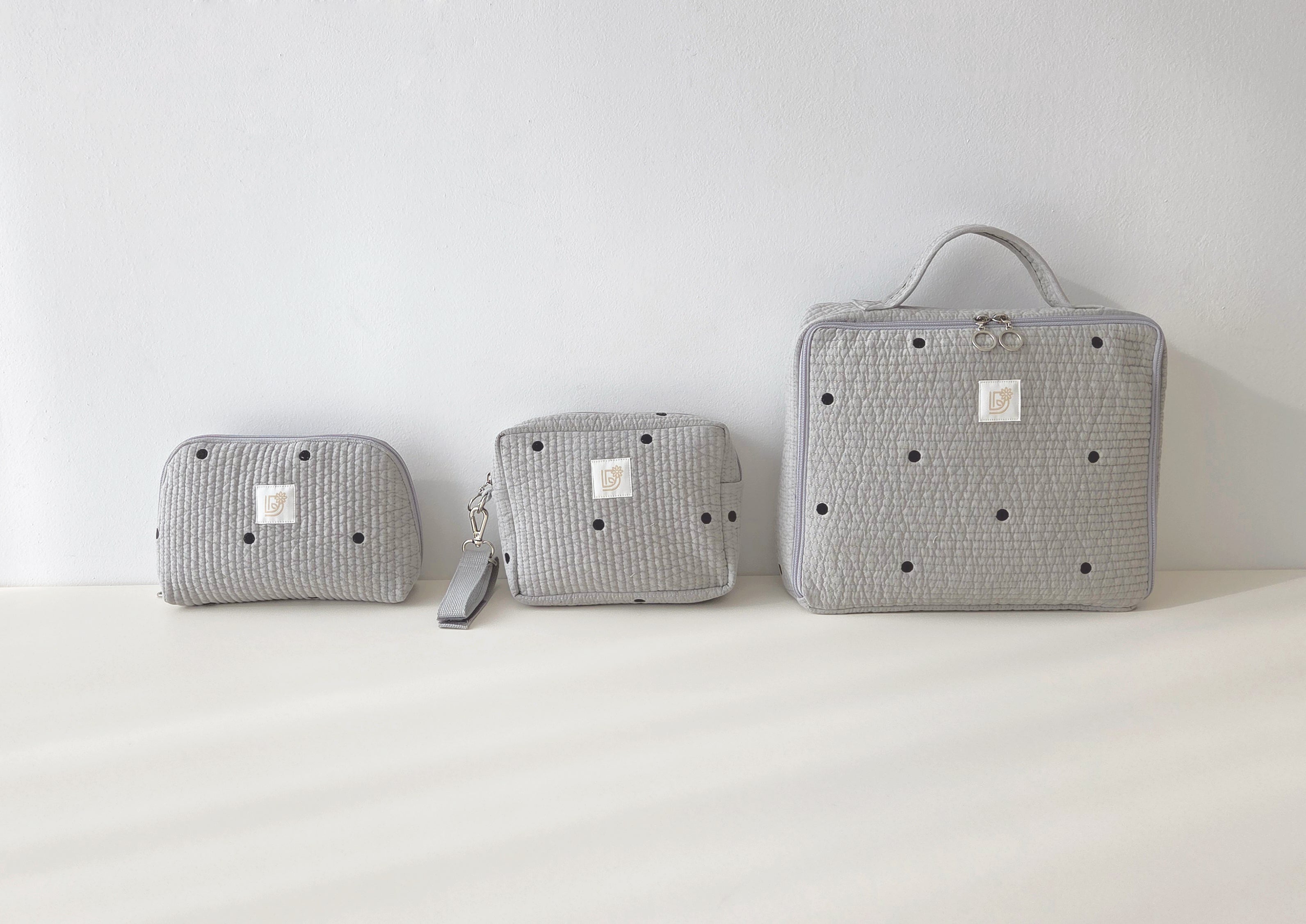 Quilted Embroidered Mom's Essential Pouch  | Multiple Sizes