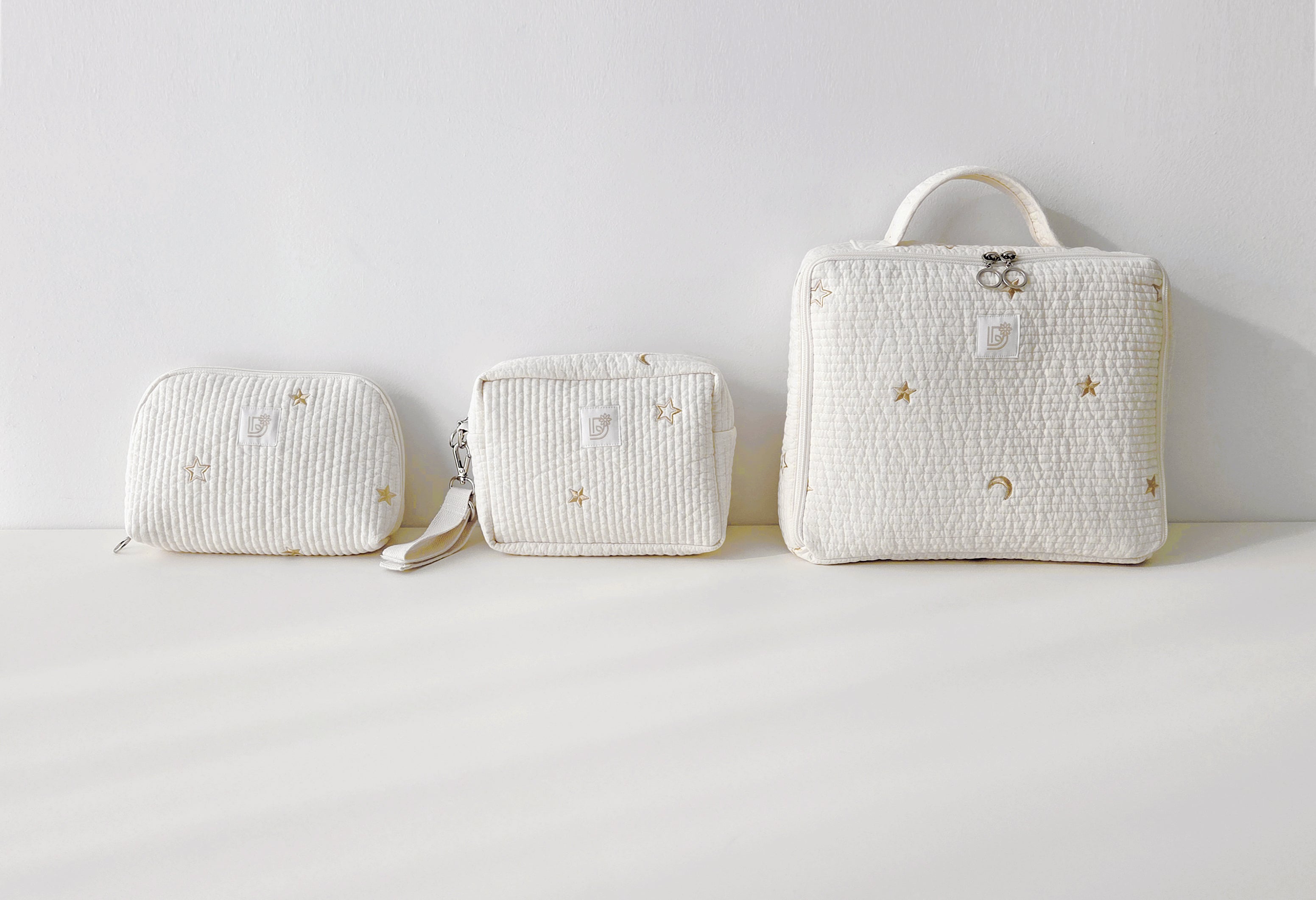 Quilted Embroidered Mom's Essential Pouch  | Multiple Sizes