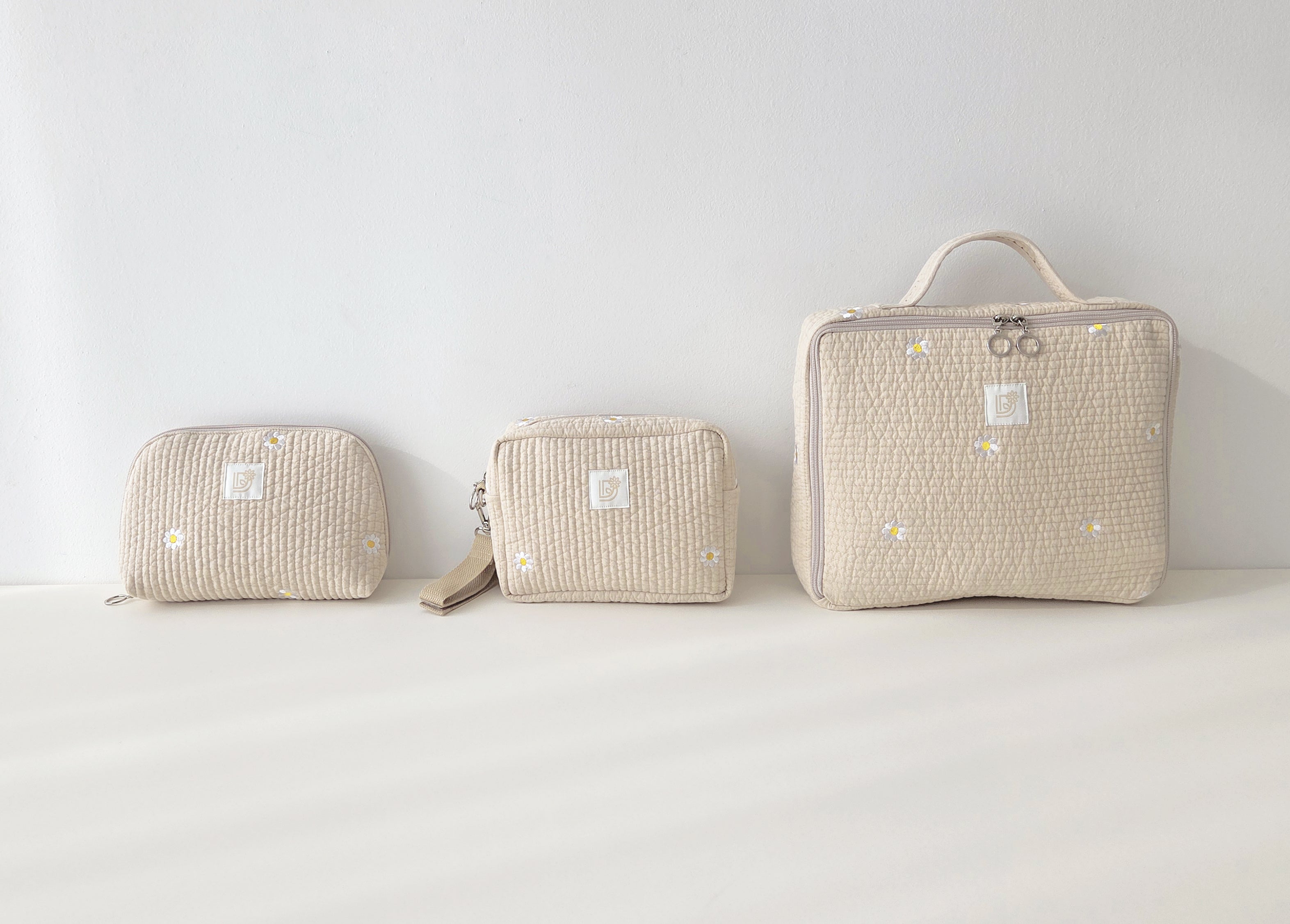 Quilted Embroidered Mom's Essential Pouch  | Multiple Sizes