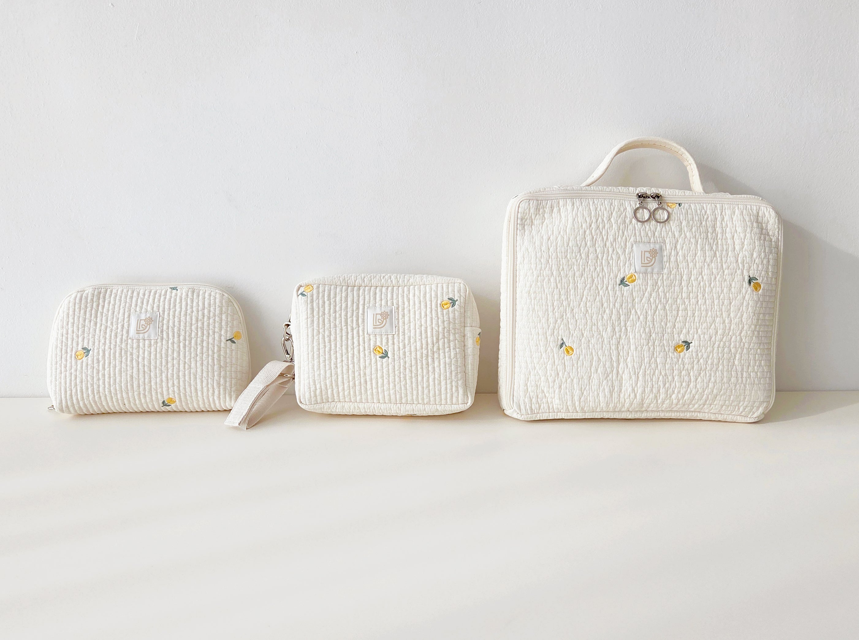 Quilted Embroidered Mom's Essential Pouch  | Multiple Sizes