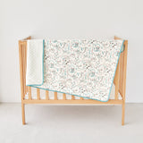 Reversible Adventure Zoo Print 2-Layer Gauze & Minky Baby Blanket (30"x40") | LOA DAISY