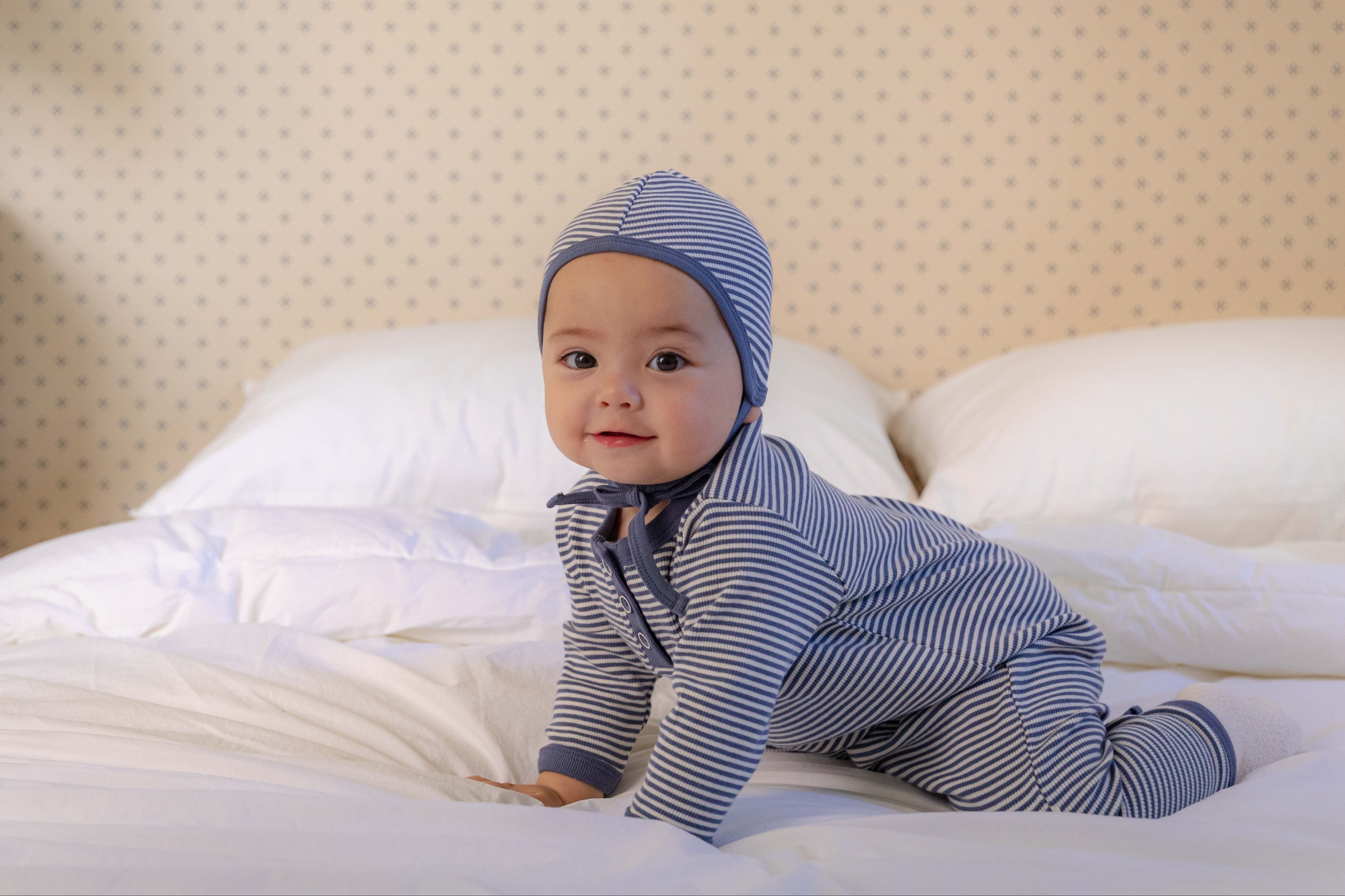 Baby shower boy gift navy striped onsie