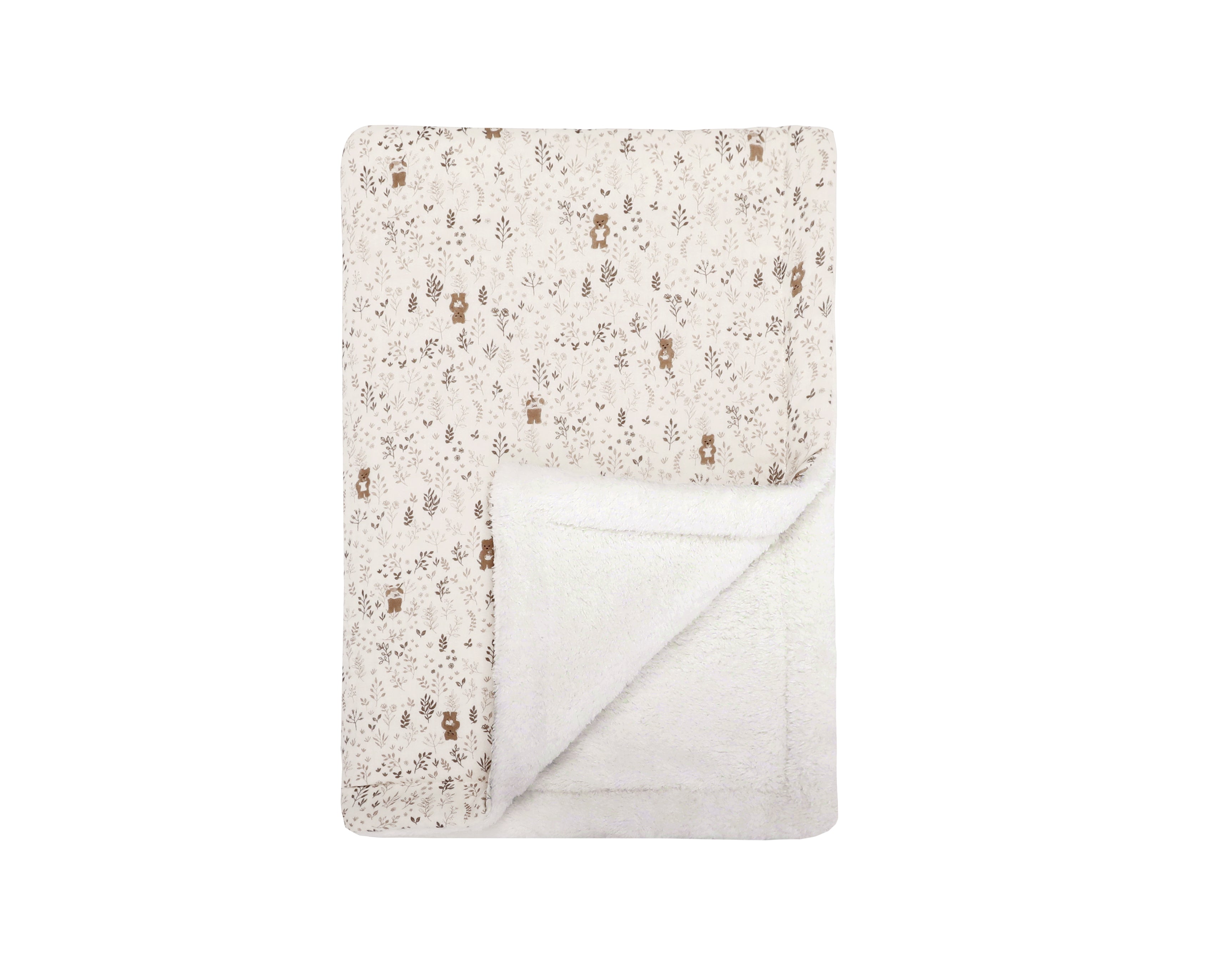 Teddy Bear Leaf Snuggle Gauze & Sherpa Blanket | Optional Personalization