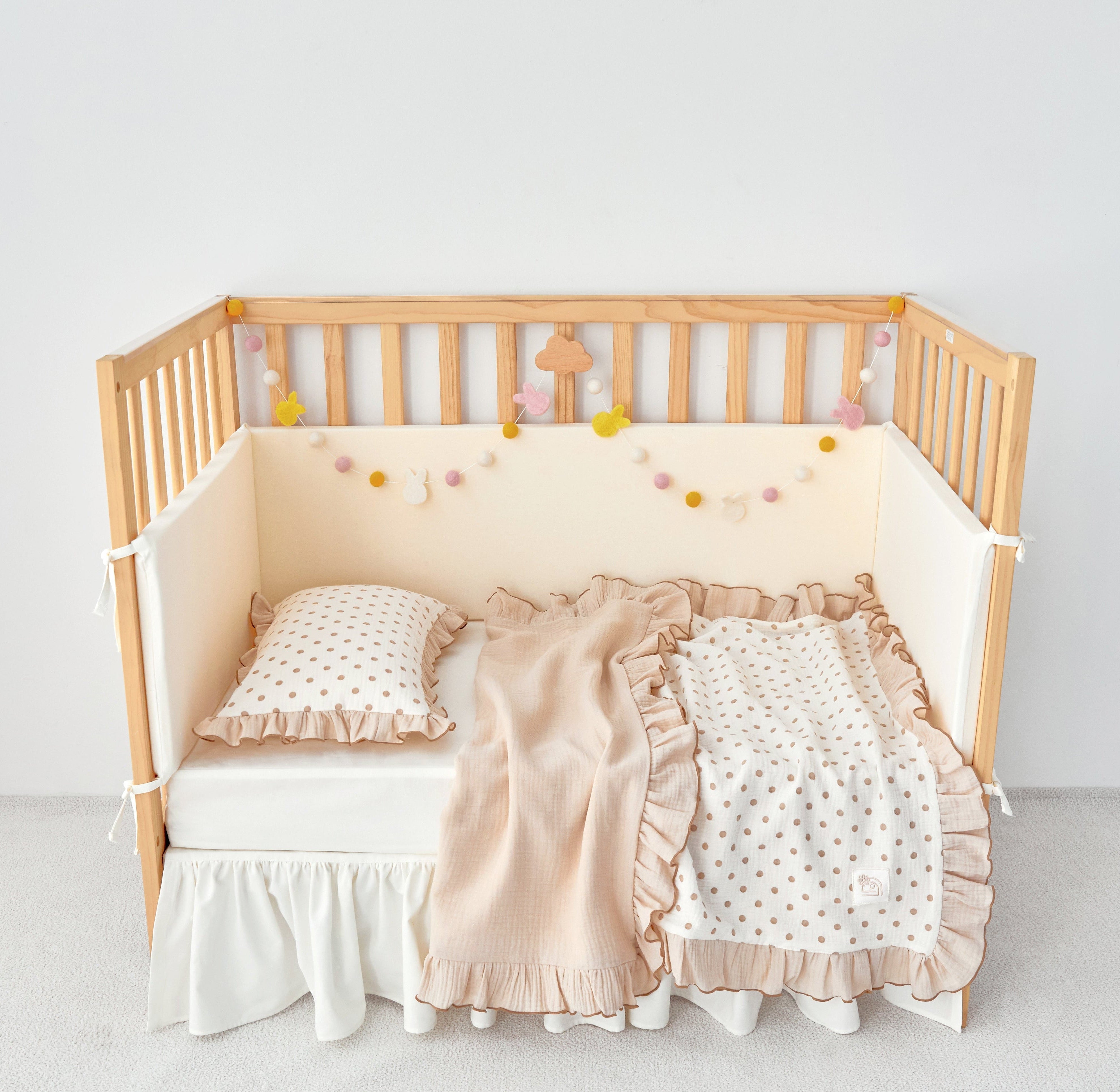 dotted ruffle beige modal gauze blanket for stroller and nap