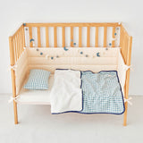 Cozy Reversible Gingham Blue Microfiber Stroller Blanket (30"x40")