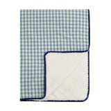 Cozy Reversible Gingham Blue Microfiber Stroller Blanket (30"x40")