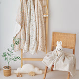 Gauze Sherpa Baby Stroller Blankets in Bunny Bear Flower patterns