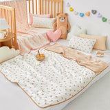 Cozy Heart Beige Reversible Multi-Layer Gauze Swaddle Baby Blanket (47"x47") | LOA DAISY