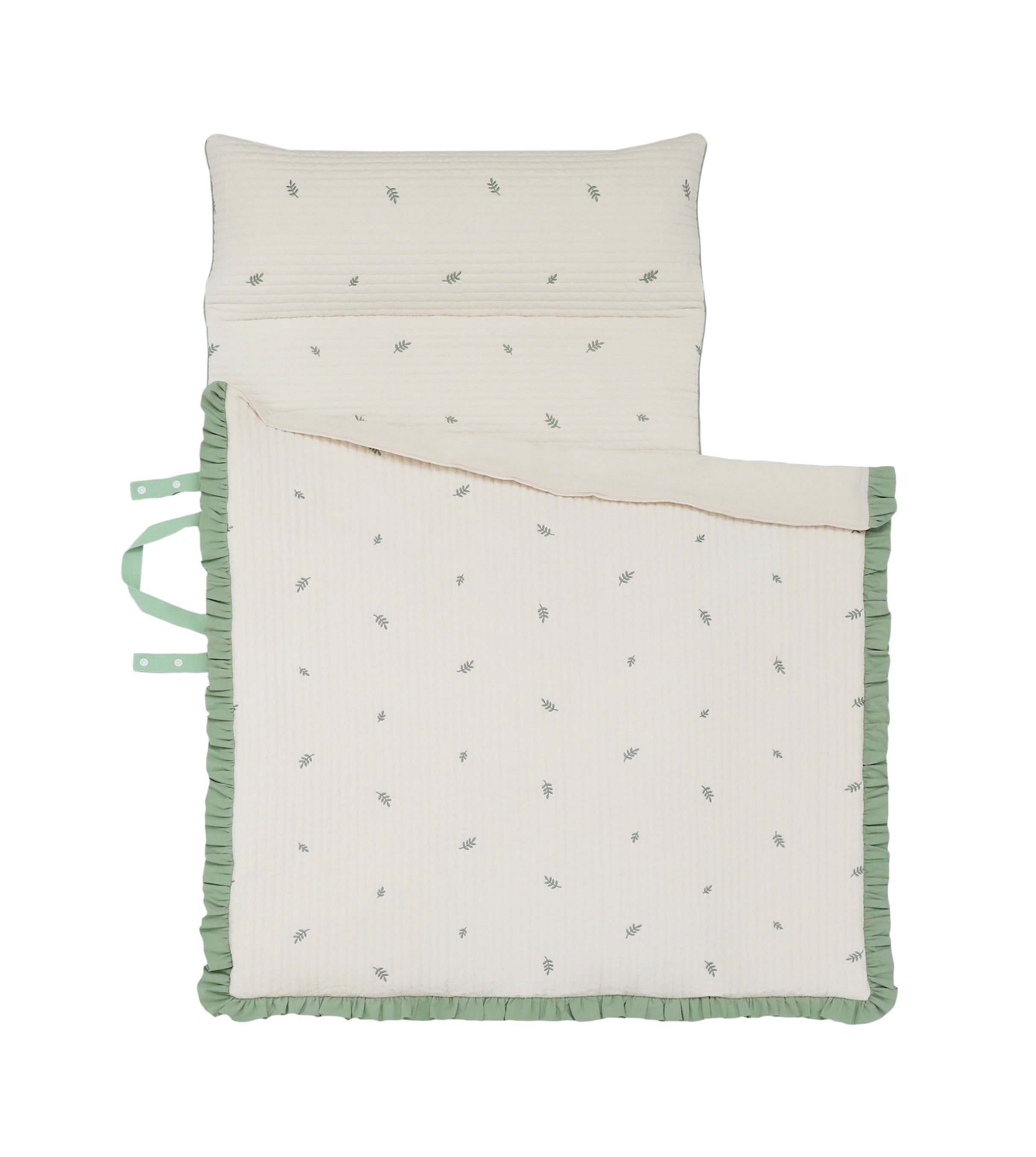 Embroidered Ruffle Quilt Portable Nap Mat | Detachable Blanket | LOA DAISY