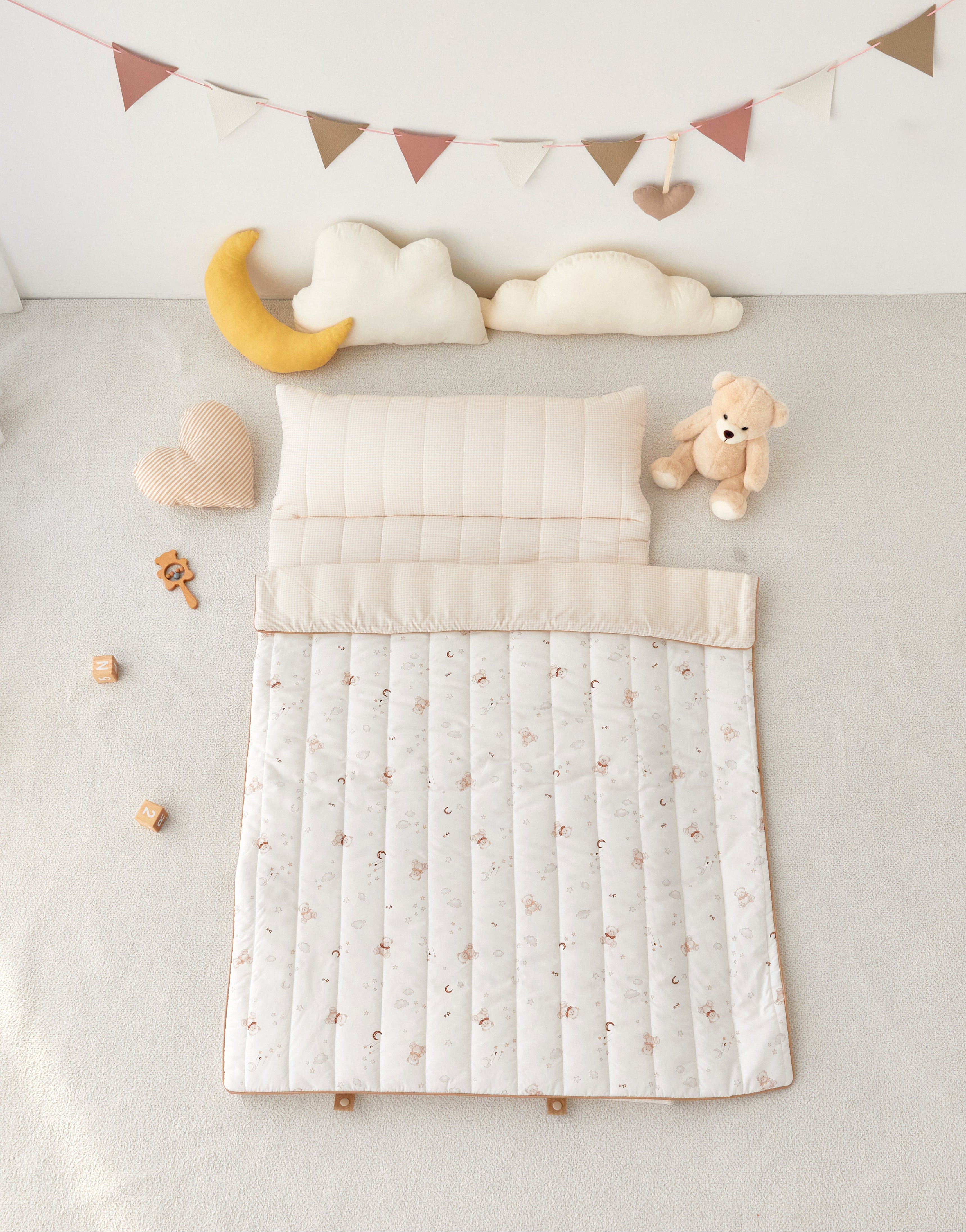 Toddler's back to school modal cotton portable teddy bear nap mat blanket