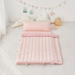 Portable pink stripe baby nap mat blanket