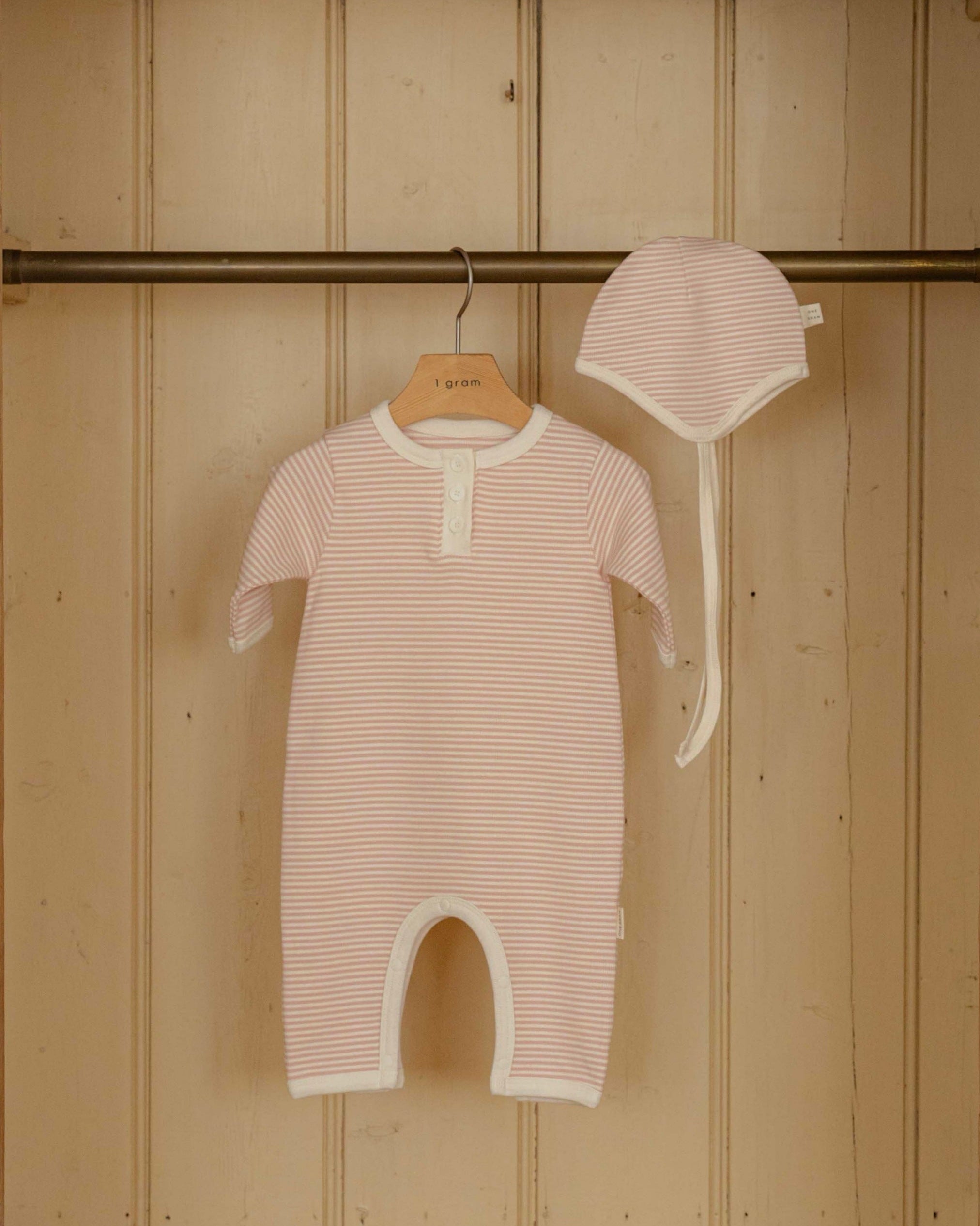 Pink Striped Girl's New Born Baby Romper Onesie