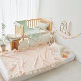 Baby ruffle gauze petit floral blankets in pink and mint 