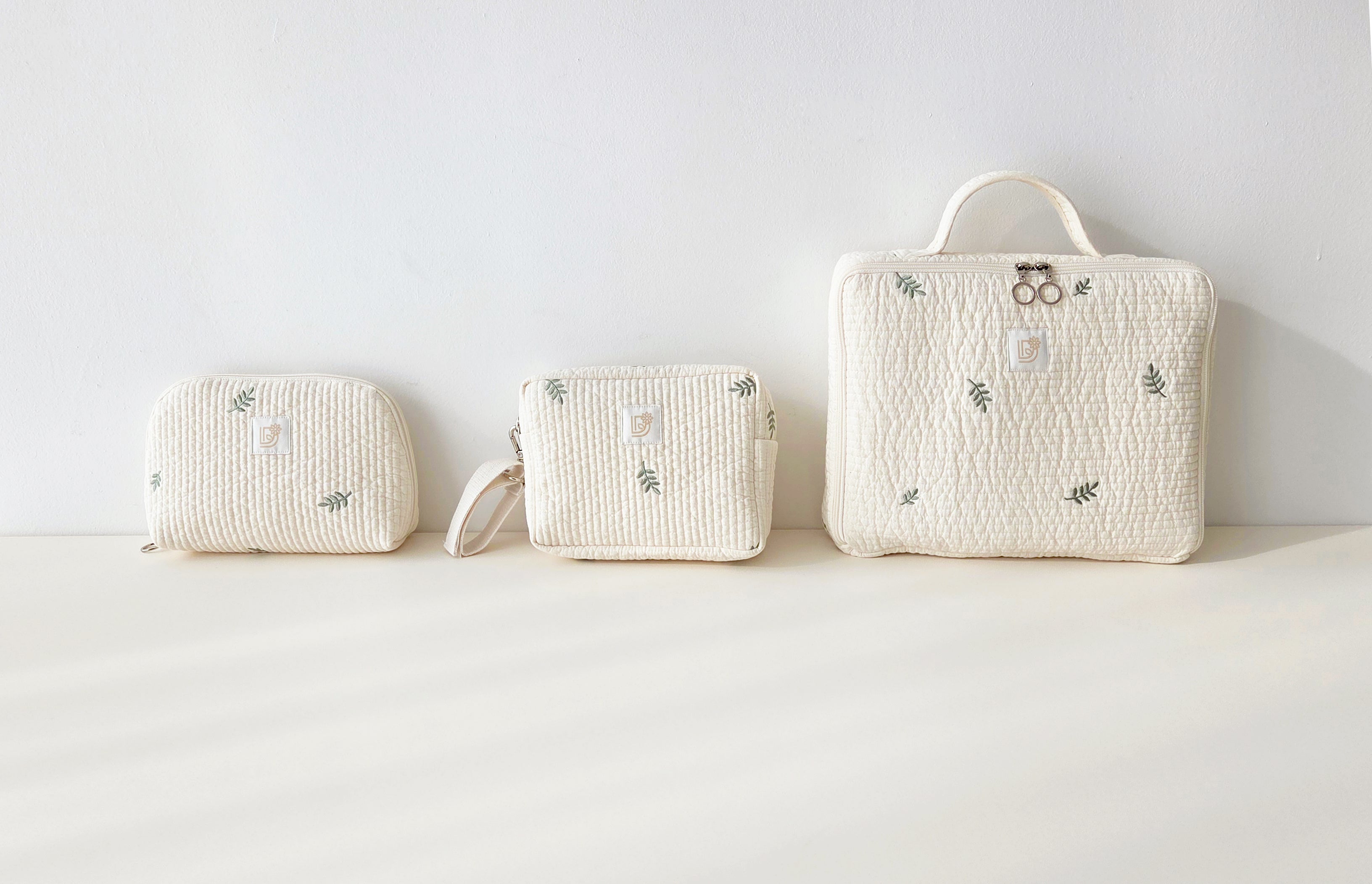 Quilted Embroidered Mom's Essential Pouch  | Multiple Sizes