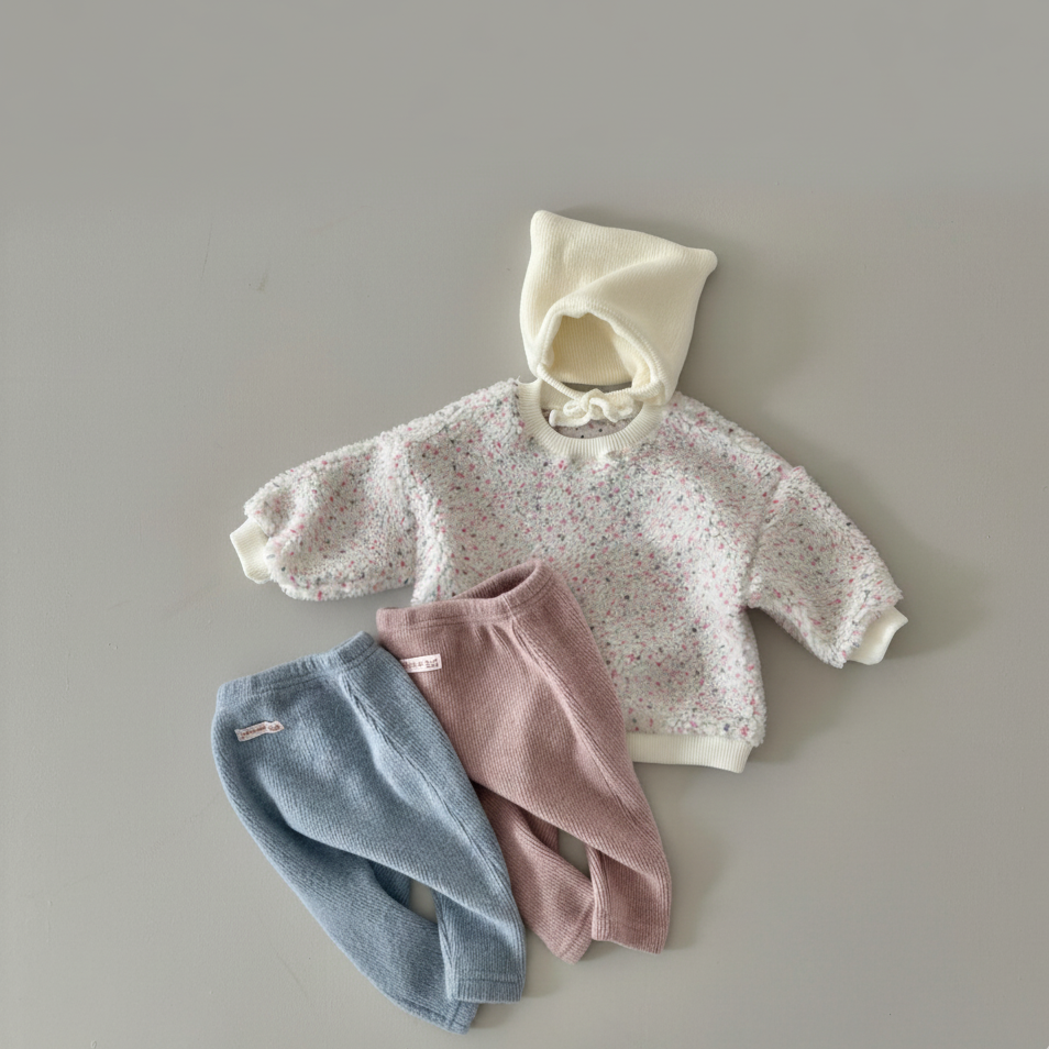 Cloud Dumble Sweater in blush dot with matching colored pants