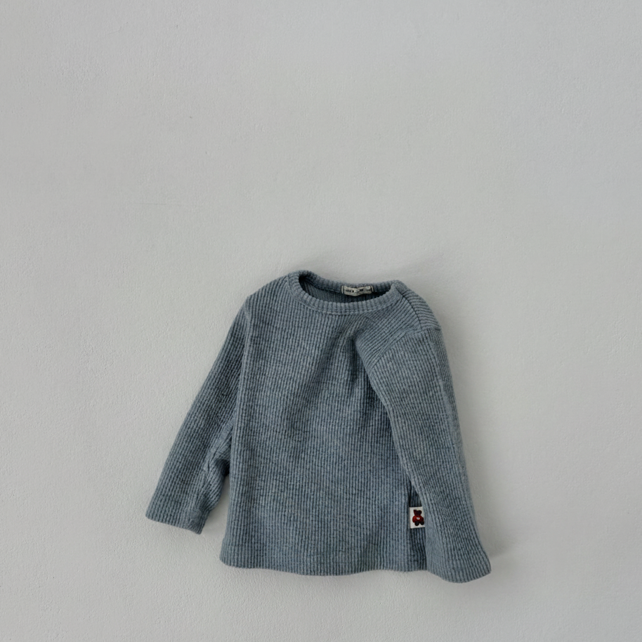 Light blue Cloud Soft Rib Knit Sweater in cotton spandex rib knit