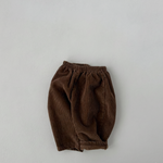 Close-up detail of corduroy texture on toddler brown Corduroy Comfort Pants