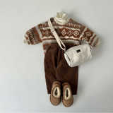 Corduroy Comfort Pants in brown — front view baby & toddler fall winter warm pants
