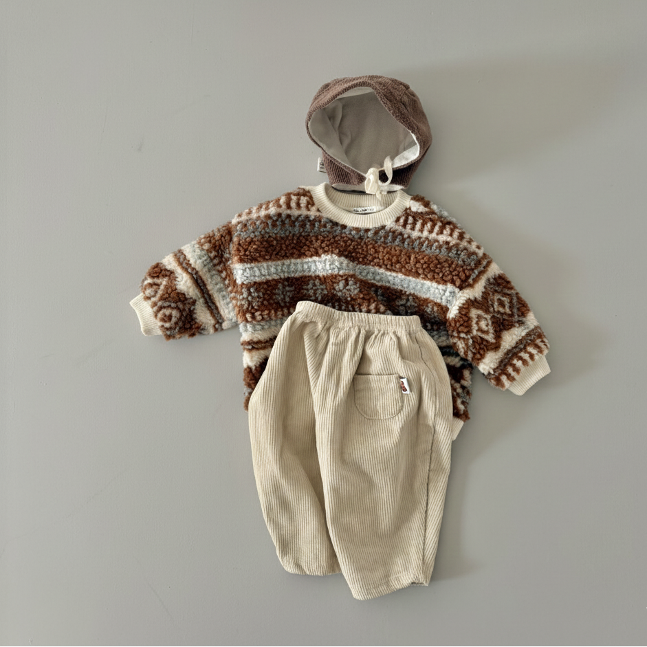 Back view of Corduroy Comfort Pants ivory toddler pants