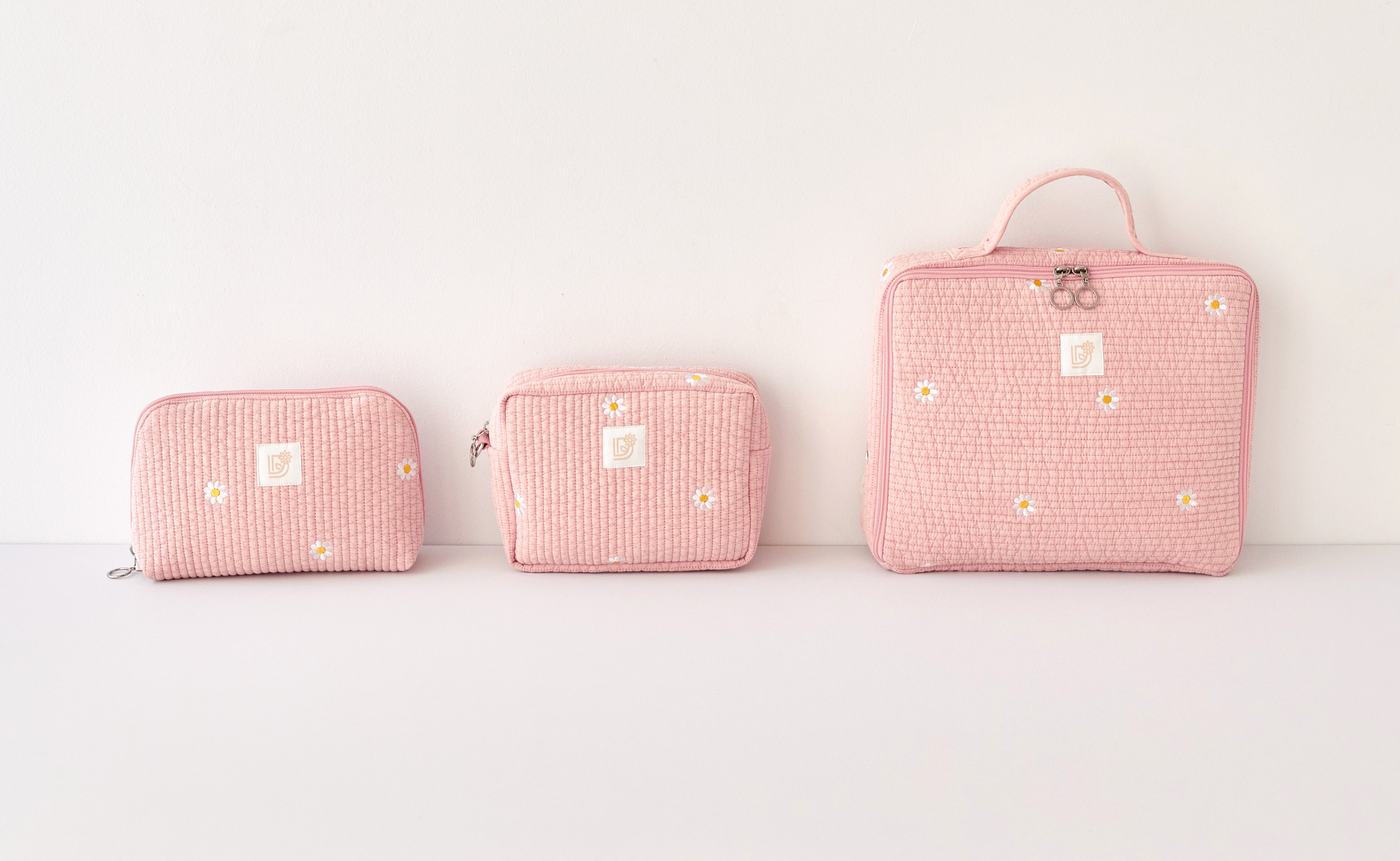 Quilted Embroidered Mom's Essential Pouch  | Multiple Sizes