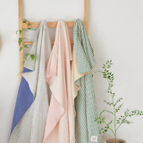 all year round knit cotton gauze backed baby stroller blankets navy blue pink green yellow