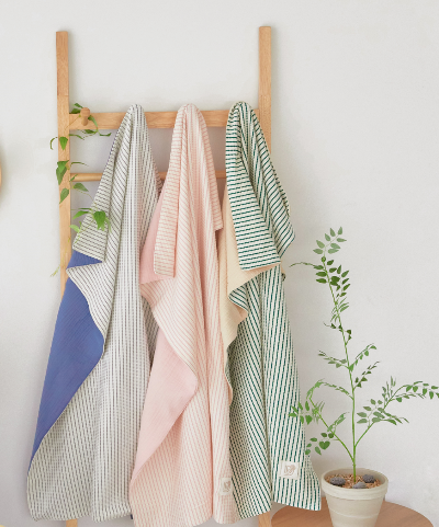 all year round knit cotton gauze backed baby stroller blankets navy blue pink green yellow