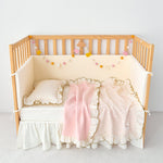 pink ruffled olive stitch trim baby toddler stroller gauze blanket