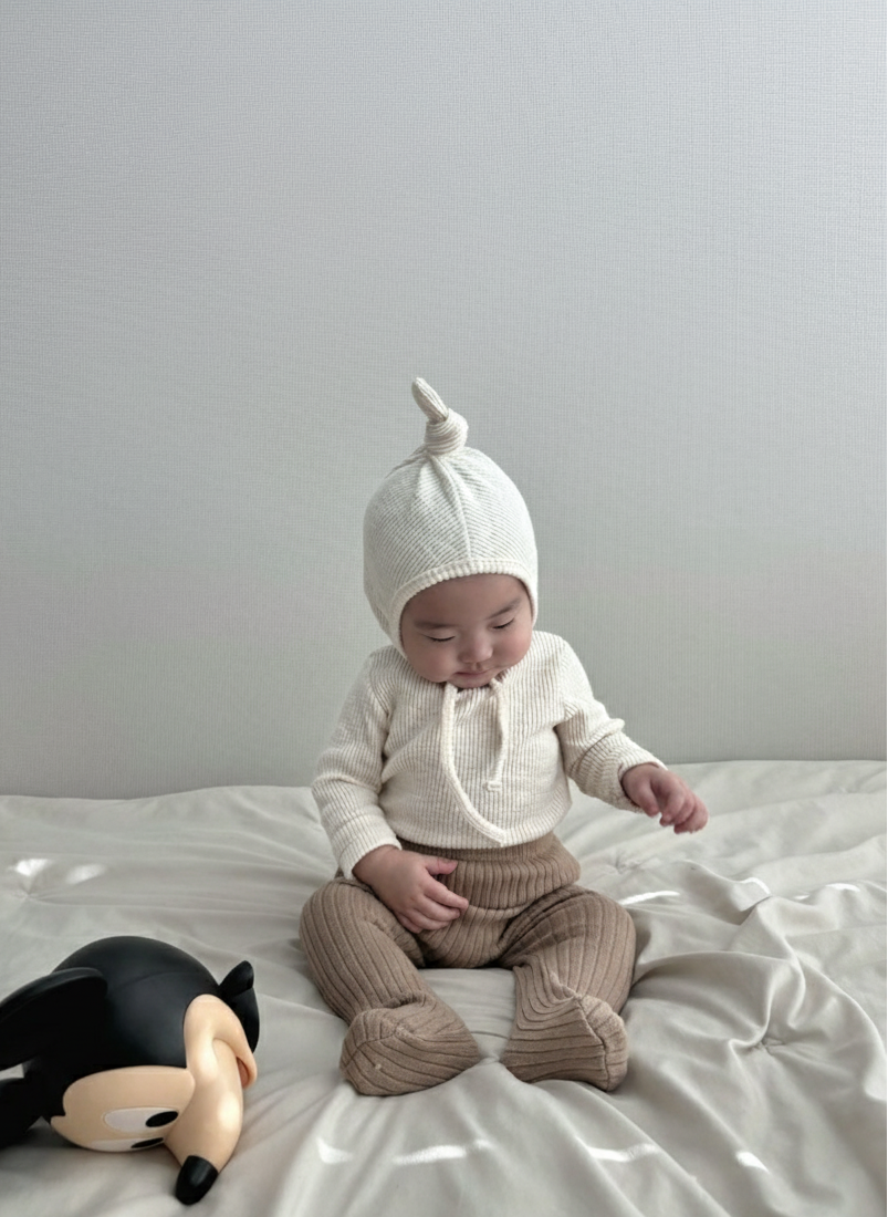 Toddler wearing Cloud Soft Rib Knit Sweater styled with neutral leggings